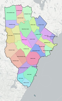 York County ME townships and subdivisions map