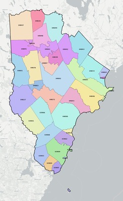York County ME ZIP code boundaries map
