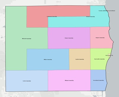 Alcona County MI townships and subdivisions map