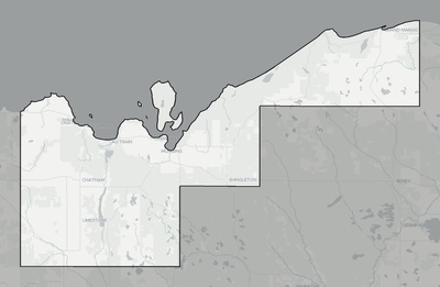 Alger County MI county basemap context
