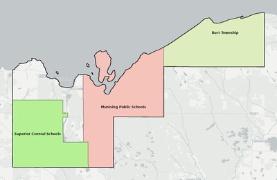 Alger County MI school district boundaries map