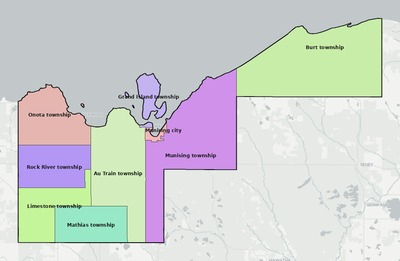 Alger County MI townships and subdivisions map