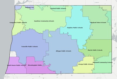 Allegan County MI school district boundaries map