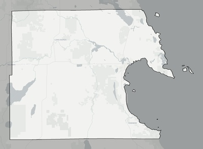 Alpena County MI county basemap context