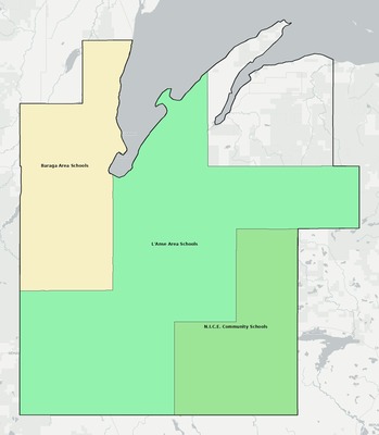 Baraga County MI school district boundaries map