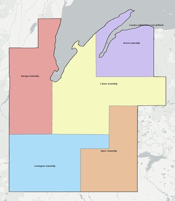 Baraga County MI townships and subdivisions map