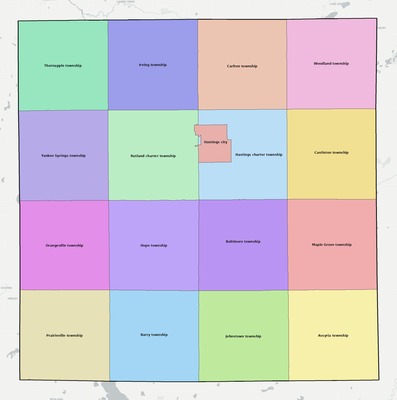 Barry County MI townships and subdivisions map