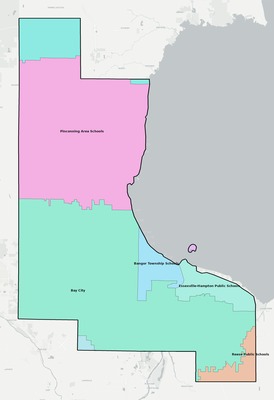 Bay County MI school district boundaries map