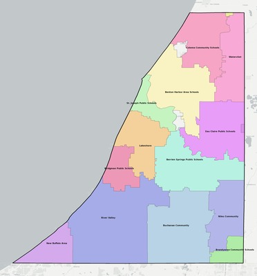 Berrien County MI school district boundaries map