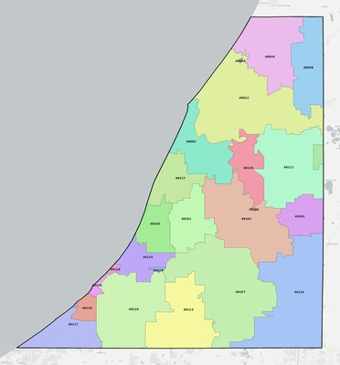Berrien County MI ZIP code boundaries map