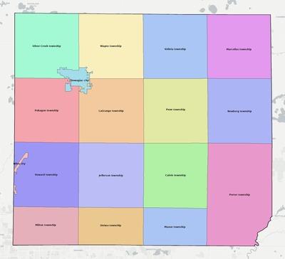 Cass County MI townships and subdivisions map