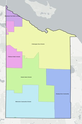 Cheboygan County MI school district boundaries map