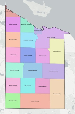 Cheboygan County MI townships and subdivisions map