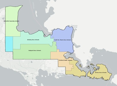 Chippewa County MI school district boundaries map