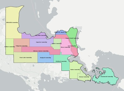 Chippewa County MI townships and subdivisions map