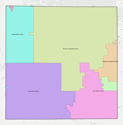 Clare County MI school district boundaries map