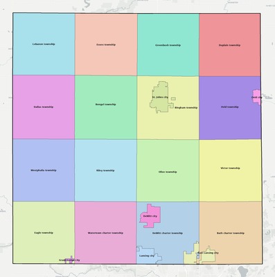 Clinton County MI townships and subdivisions map
