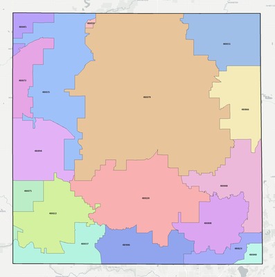 Clinton County MI ZIP code boundaries map