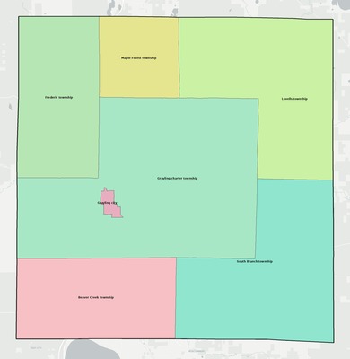 Crawford County MI townships and subdivisions map
