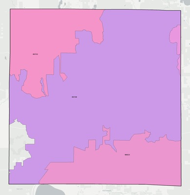 Crawford County MI ZIP code boundaries map