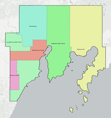 Delta County MI school district boundaries map