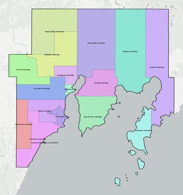 Delta County MI townships and subdivisions map