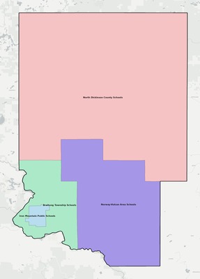 Dickinson County MI school district boundaries map