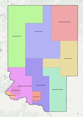 Dickinson County MI townships and subdivisions map