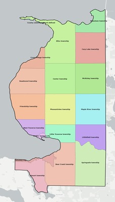 Emmet County MI townships and subdivisions map