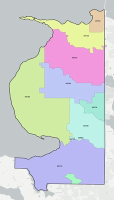 Emmet County MI ZIP code boundaries map