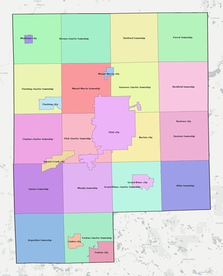 Genesee County MI townships and subdivisions map