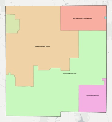 Gladwin County MI school district boundaries map