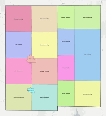 Gladwin County MI townships and subdivisions map