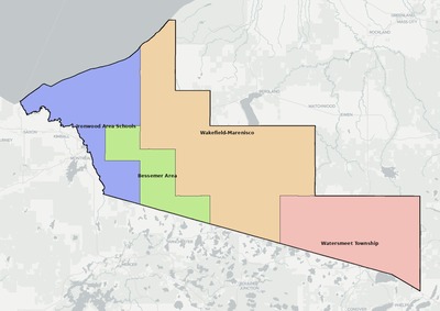 Gogebic County MI school district boundaries map