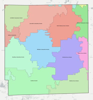 Hillsdale County MI school district boundaries map