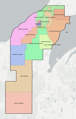 Houghton County MI townships and subdivisions map