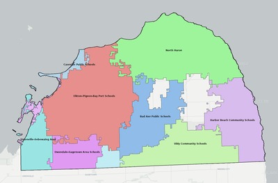 Huron County MI school district boundaries map