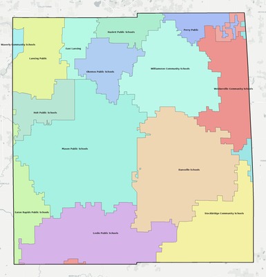 Ingham County MI school district boundaries map