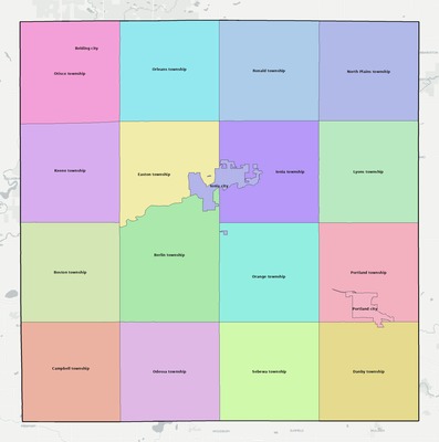 Ionia County MI townships and subdivisions map