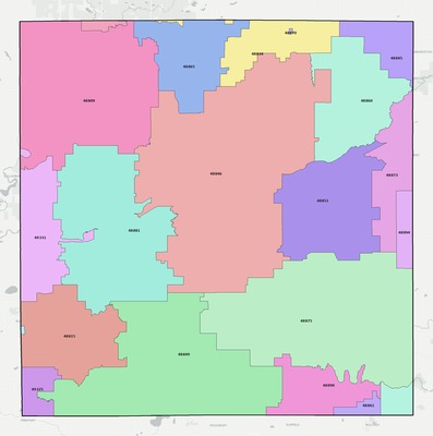 Ionia County MI ZIP code boundaries map