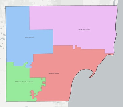 Iosco County MI school district boundaries map