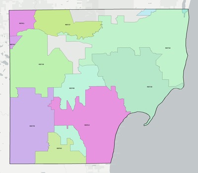 Iosco County MI ZIP code boundaries map