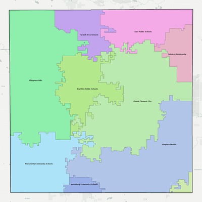 Isabella County MI school district boundaries map