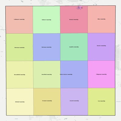 Isabella County MI townships and subdivisions map
