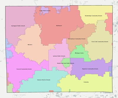 Jackson County MI school district boundaries map