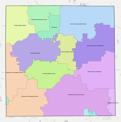 Kalamazoo County MI school district boundaries map