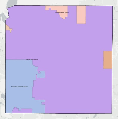 Kalkaska County MI school district boundaries map