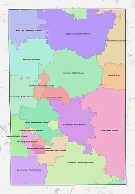 Kent County MI school district boundaries map