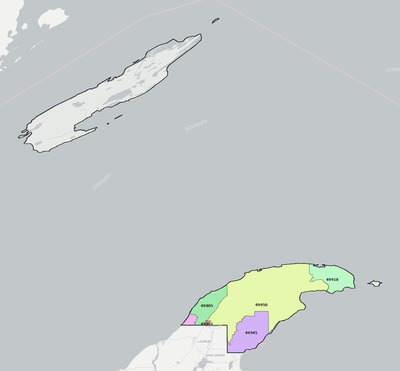 Keweenaw County MI ZIP code boundaries map