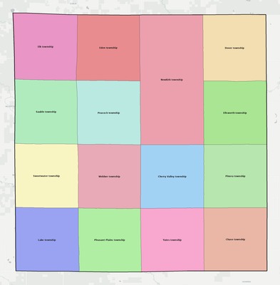 Lake County MI townships and subdivisions map